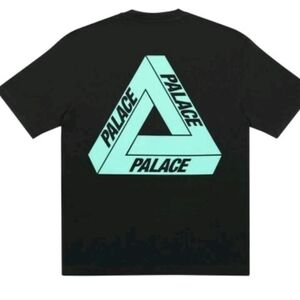 Palace Skateboards Tri To Help Size Large Black Turquoise T Shirt NEW